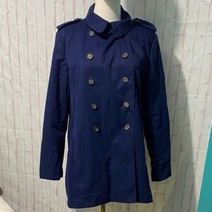 Zara Basic Women’s Double Breasted Short Navy Blue Trench Coat Size XXL